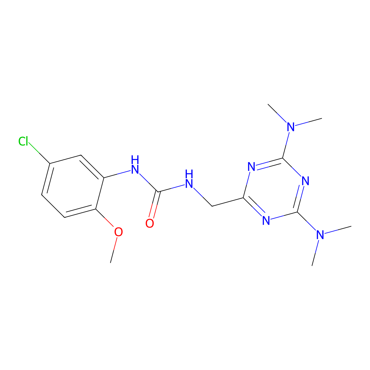 1-((4,6-Bis(dimethylamino)-1,3,5-triazin-2-yl)methyl)-3-(5-chloro-2-methoxyphenyl)urea molecular structure, CAS 2034271-86-6