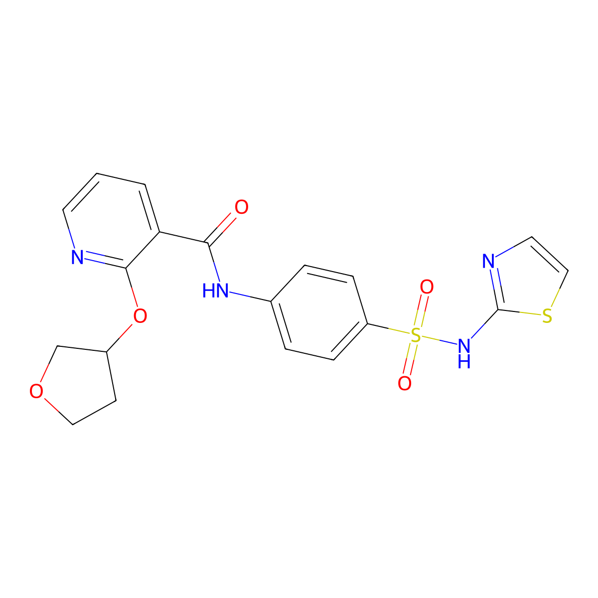 2-((tetrahydrofuran-3-yl)oxy)-N-(4-(N-(thiazol-2-yl)sulfamoyl)phenyl)nicotinamide molecular structure, CAS 2034271-87-7