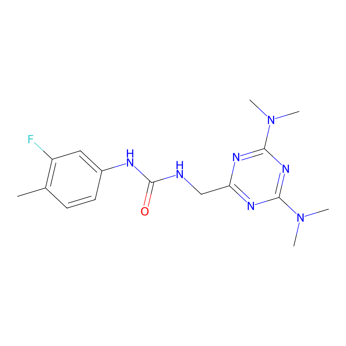 1-((4,6-Bis(dimethylamino)-1,3,5-triazin-2-yl)methyl)-3-(3-fluoro-4-methylphenyl)urea molecular structure, CAS 2034271-92-4