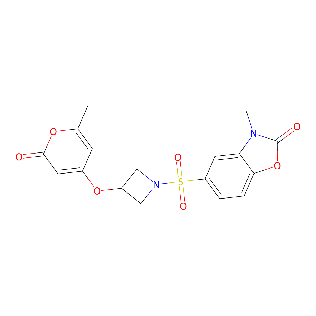 3-methyl-5-((3-((6-methyl-2-oxo-2H-pyran-4-yl)oxy)azetidin-1-yl)sulfonyl)benzo[d]oxazol-2(3H)-one molecular structure, CAS 2034271-95-7