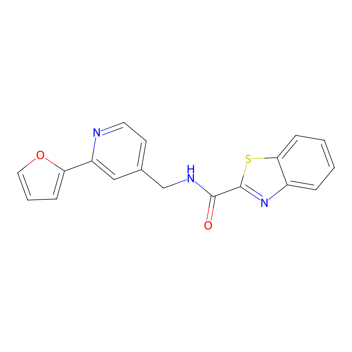 N-((2-(furan-2-yl)pyridin-4-yl)methyl)benzo[d]thiazole-2-carboxamide molecular structure, CAS 2034271-97-9