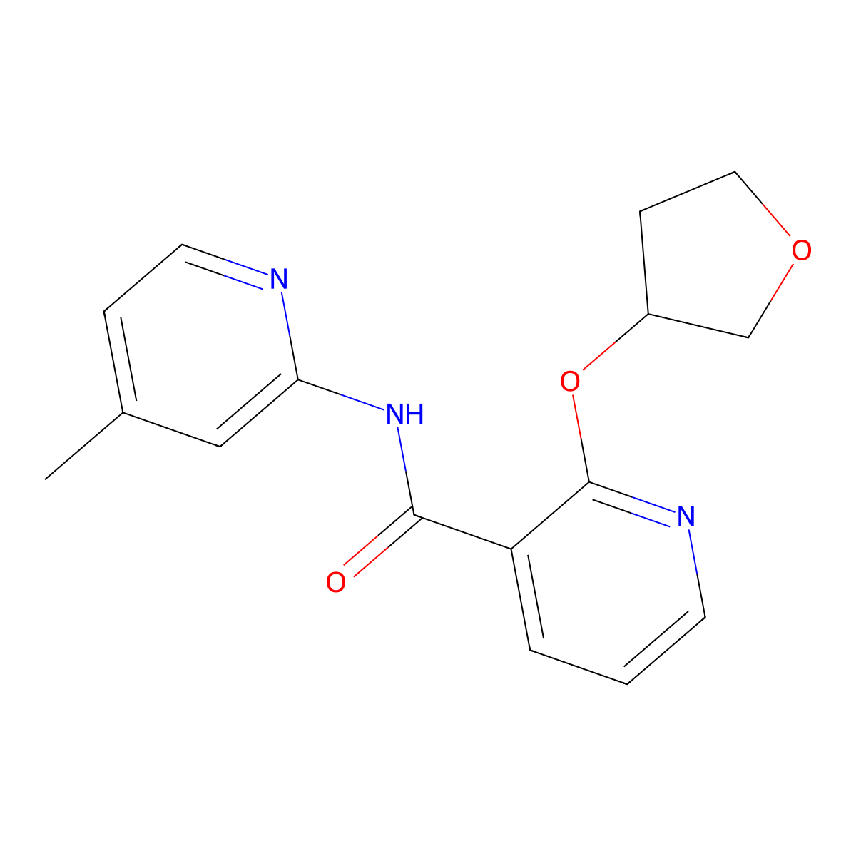 N-(4-methylpyridin-2-yl)-2-((tetrahydrofuran-3-yl)oxy)nicotinamide molecular structure, CAS 2034271-98-0