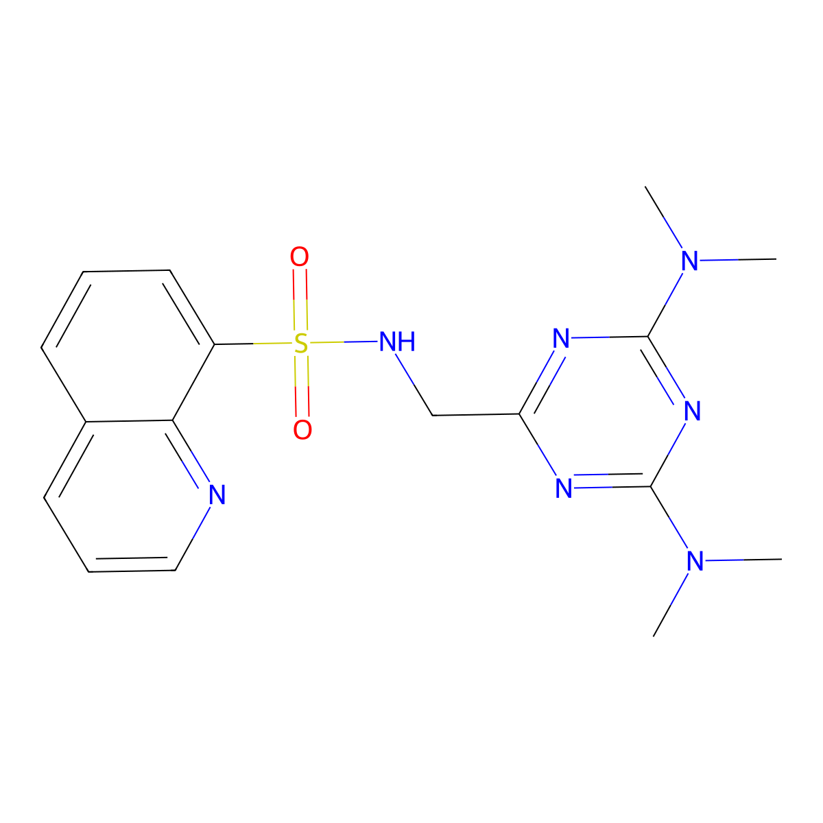 N-{[4,6-bis(dimethylamino)-1,3,5-triazin-2-yl]methyl}quinoline-8-sulfonamide molecular structure, CAS 2034271-99-1