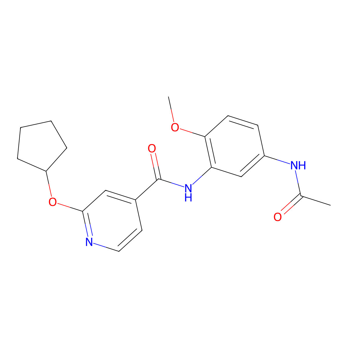 N-(5-acetamido-2-methoxyphenyl)-2-(cyclopentyloxy)isonicotinamide molecular structure, CAS 2034272-04-1