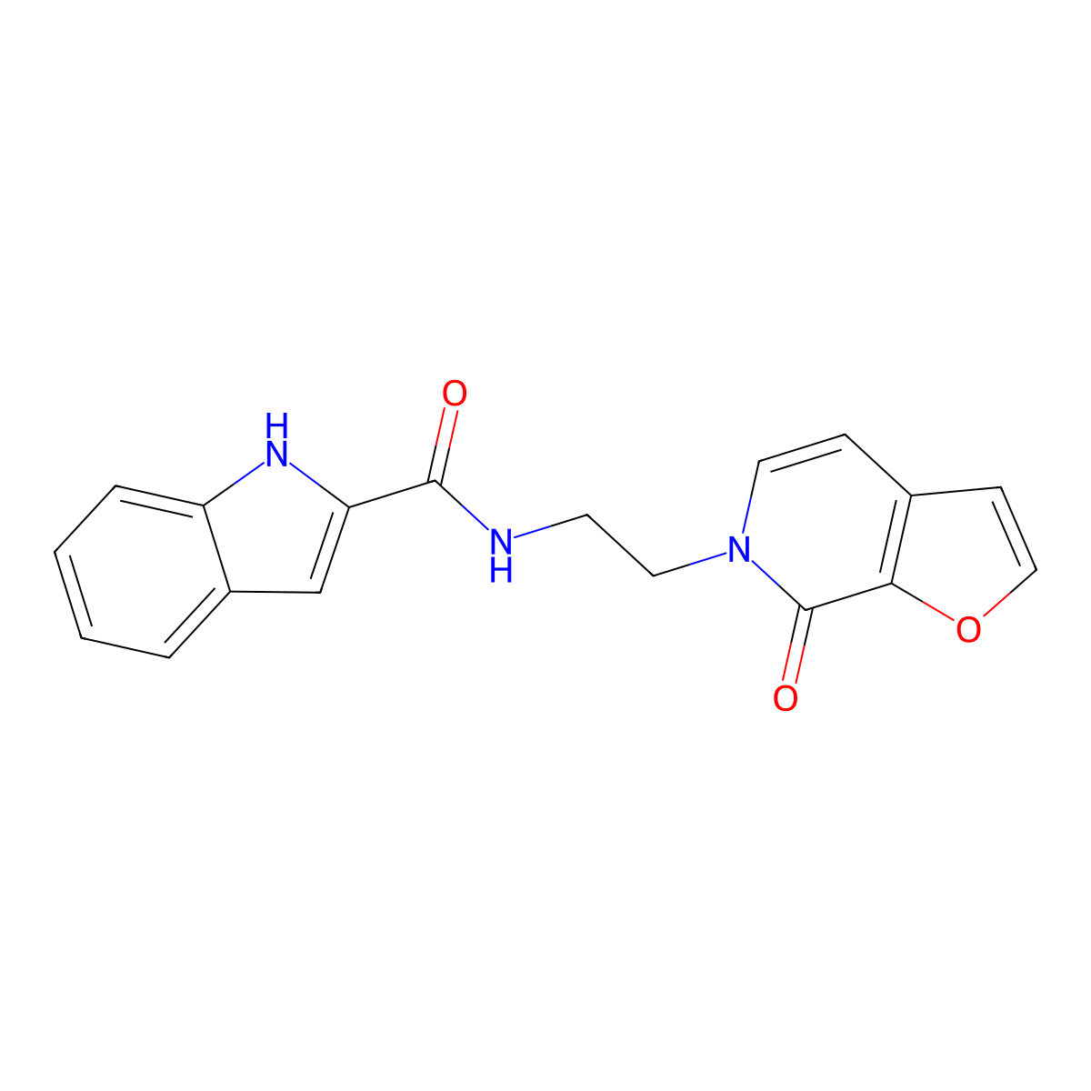 N-(2-(7-oxofuro[2,3-c]pyridin-6(7H)-yl)ethyl)-1H-indole-2-carboxamide molecular structure, CAS 2034272-07-4