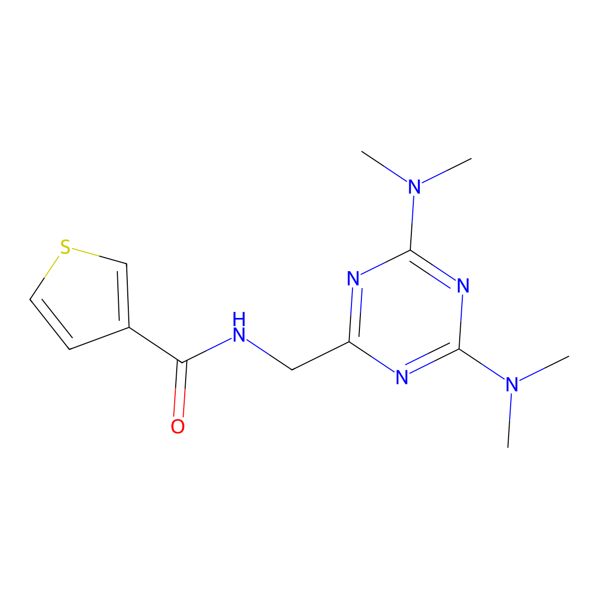 N-{[4,6-bis(dimethylamino)-1,3,5-triazin-2-yl]methyl}thiophene-3-carboxamide molecular structure, CAS 2034272-13-2