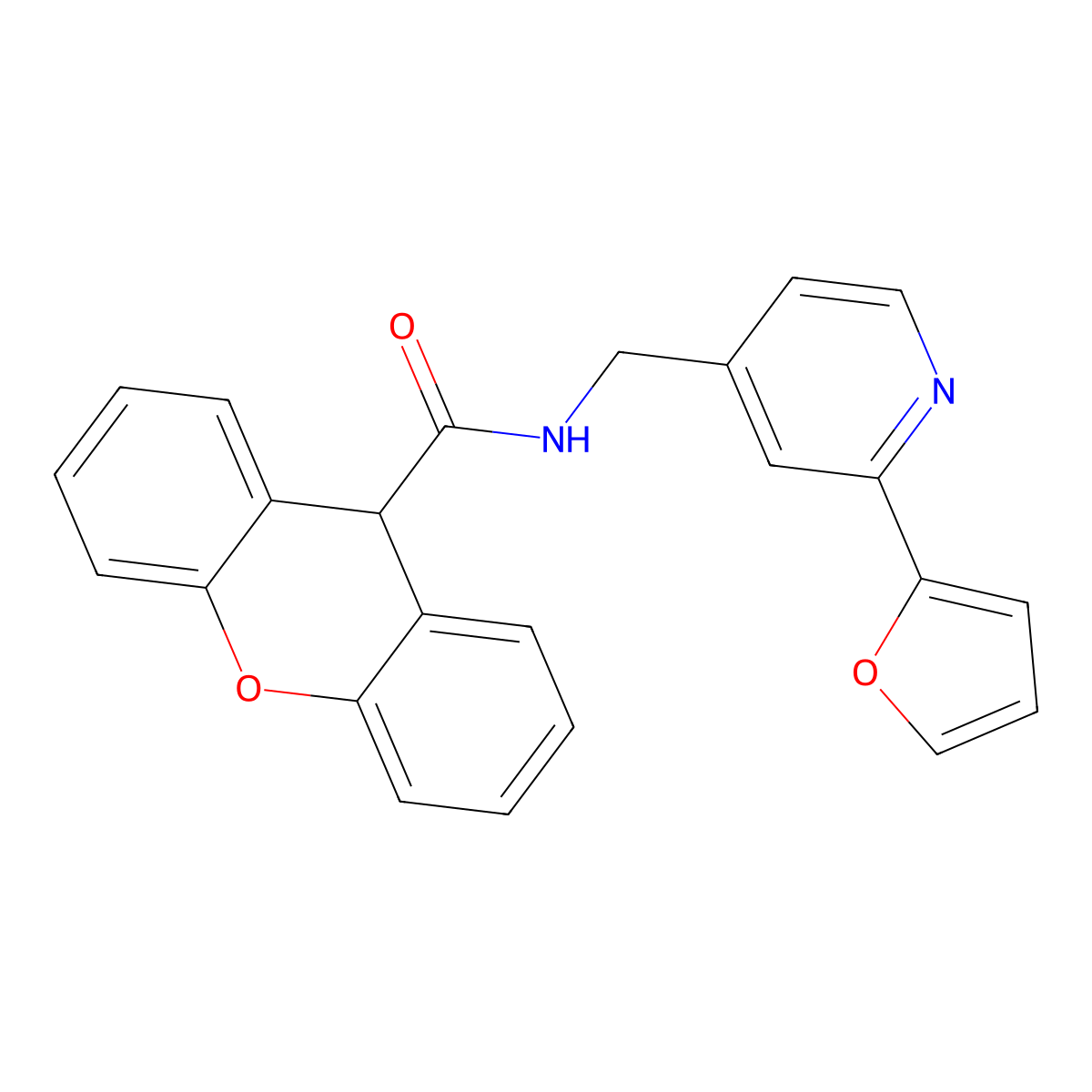 N-((2-(furan-2-yl)pyridin-4-yl)methyl)-9H-xanthene-9-carboxamide molecular structure, CAS 2034272-15-4