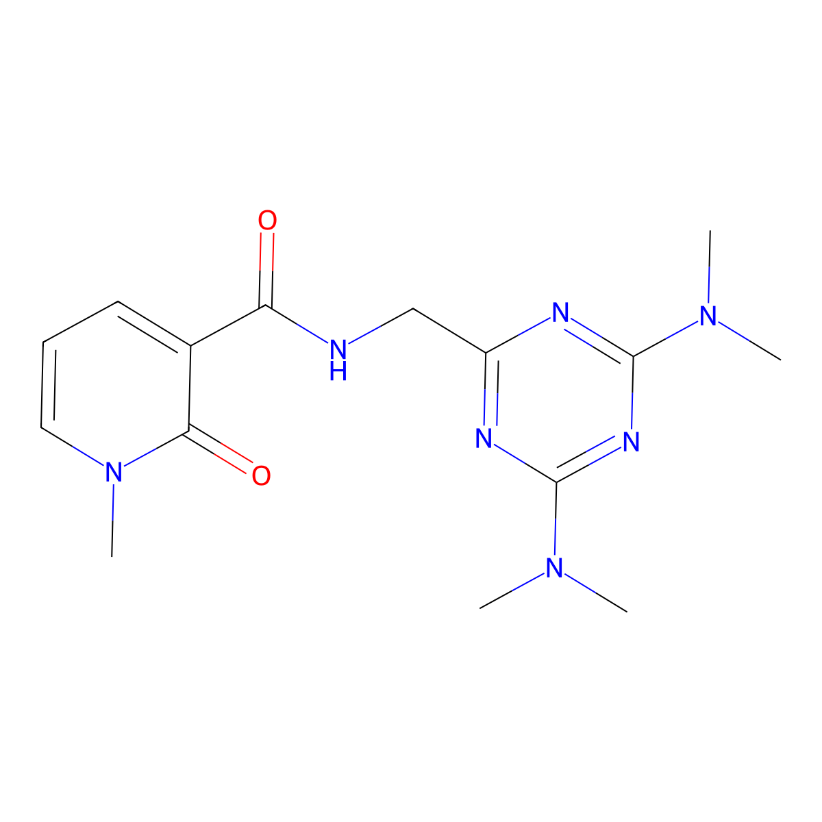 N-{[4,6-bis(dimethylamino)-1,3,5-triazin-2-yl]methyl}-1-methyl-2-oxo-1,2-dihydropyridine-3-carboxamide molecular structure, CAS 2034272-16-5