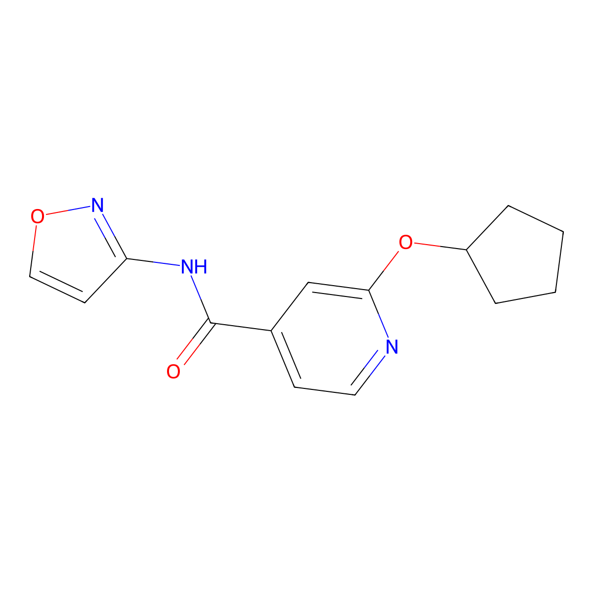 2-(cyclopentyloxy)-N-(isoxazol-3-yl)isonicotinamide molecular structure, CAS 2034272-18-7
