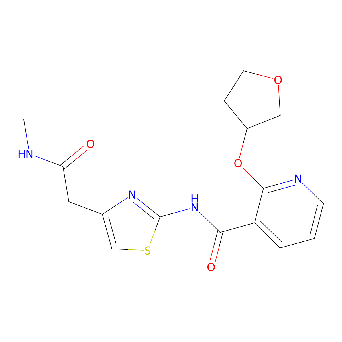 N-(4-(2-(methylamino)-2-oxoethyl)thiazol-2-yl)-2-((tetrahydrofuran-3-yl)oxy)nicotinamide molecular structure, CAS 2034272-19-8