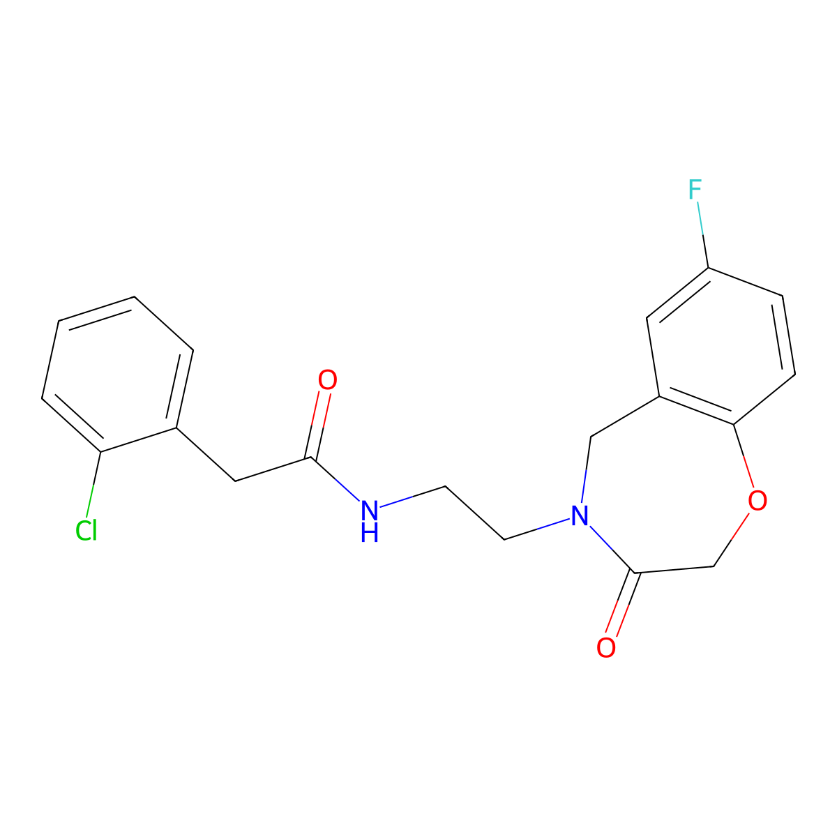2-(2-chlorophenyl)-N-(2-(7-fluoro-3-oxo-2,3-dihydrobenzo[f][1,4]oxazepin-4(5H)-yl)ethyl)acetamide molecular structure, CAS 2034272-21-2