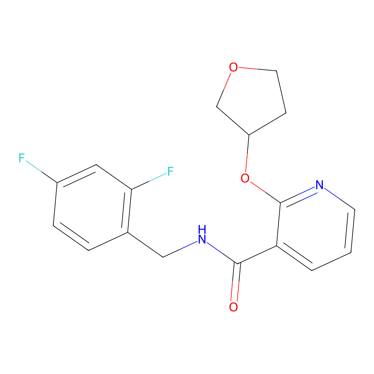 N-(2,4-difluorobenzyl)-2-((tetrahydrofuran-3-yl)oxy)nicotinamide molecular structure, CAS 2034272-23-4