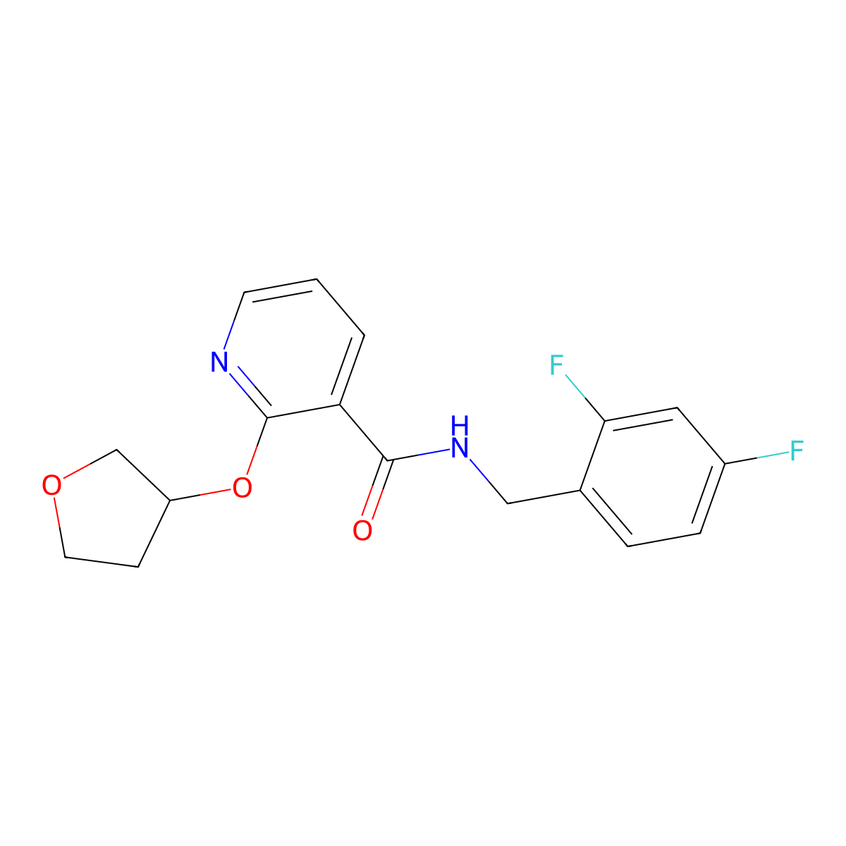 N-(2,4-difluorobenzyl)-2-((tetrahydrofuran-3-yl)oxy)nicotinamide molecular structure, CAS 2034272-23-4