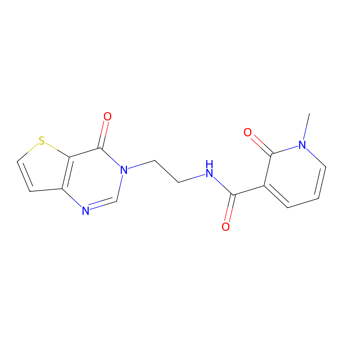 1-methyl-2-oxo-N-(2-(4-oxothieno[3,2-d]pyrimidin-3(4H)-yl)ethyl)-1,2-dihydropyridine-3-carboxamide molecular structure, CAS 2034272-25-6