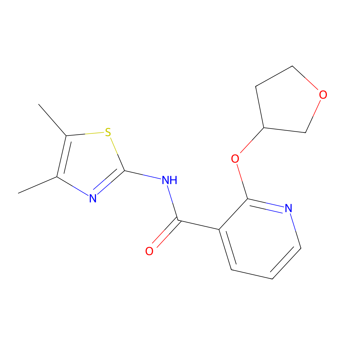 N-(4,5-dimethylthiazol-2-yl)-2-((tetrahydrofuran-3-yl)oxy)nicotinamide molecular structure, CAS 2034272-26-7