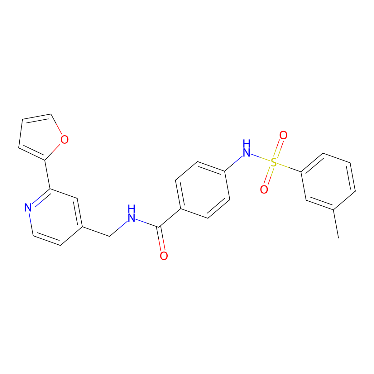 N-((2-(furan-2-yl)pyridin-4-yl)methyl)-4-(3-methylphenylsulfonamido)benzamide molecular structure, CAS 2034272-28-9