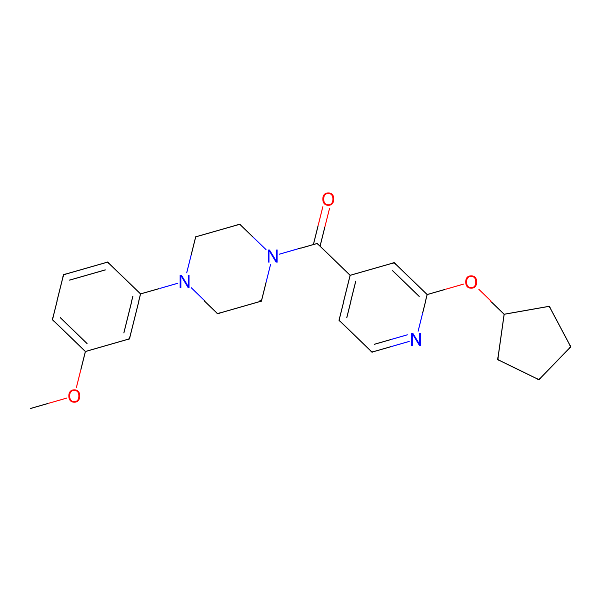 (2-(Cyclopentyloxy)pyridin-4-yl)(4-(3-methoxyphenyl)piperazin-1-yl)methanone molecular structure, CAS 2034272-29-0