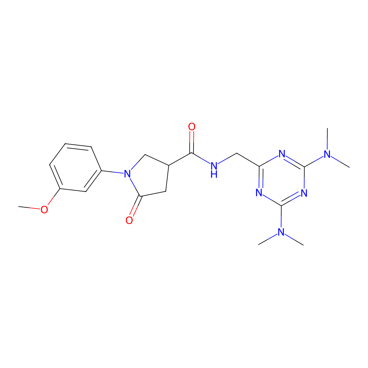 N-((4,6-bis(dimethylamino)-1,3,5-triazin-2-yl)methyl)-1-(3-methoxyphenyl)-5-oxopyrrolidine-3-carboxamide molecular structure, CAS 2034272-30-3