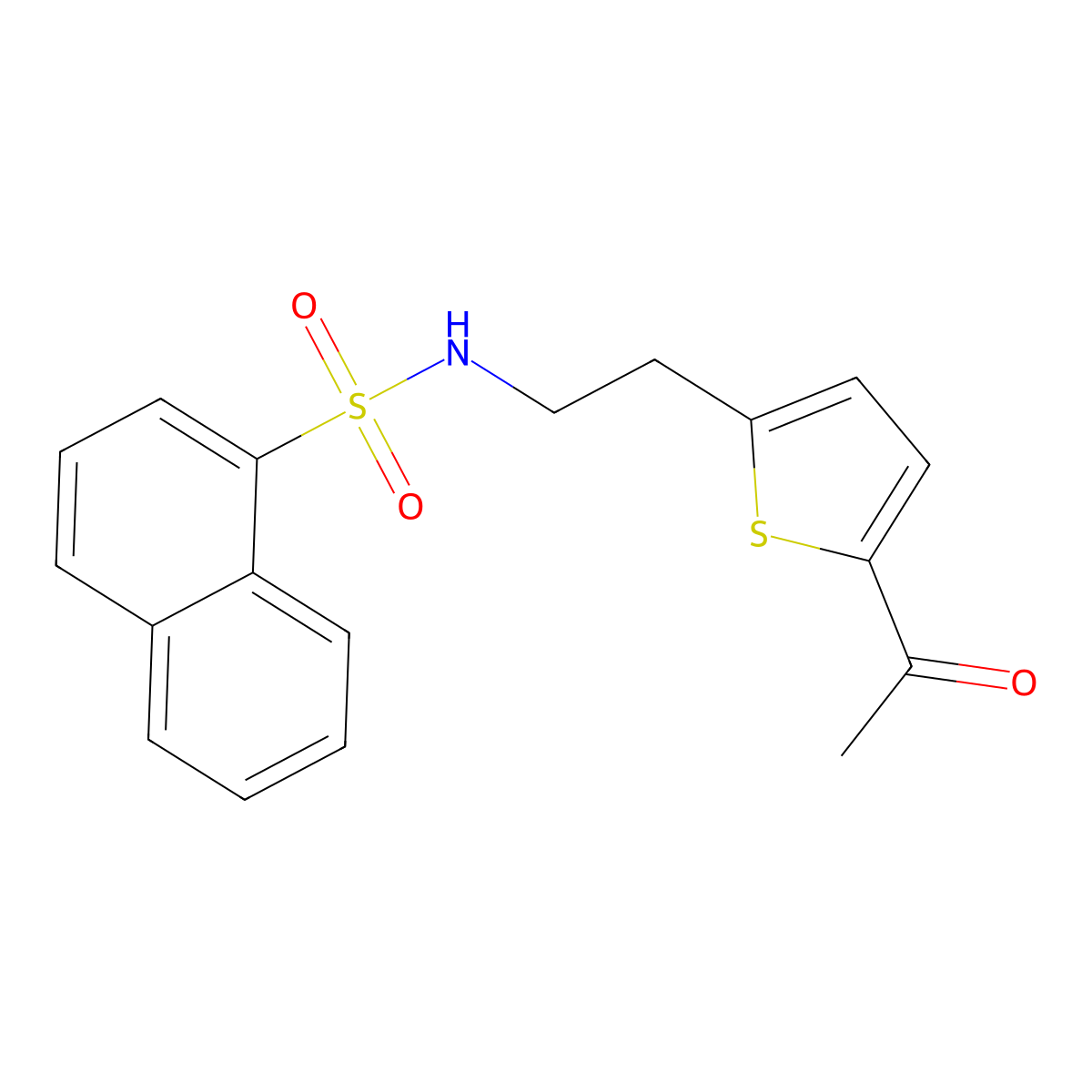 N-(2-(5-acetylthiophen-2-yl)ethyl)naphthalene-1-sulfonamide molecular structure, CAS 2034272-31-4