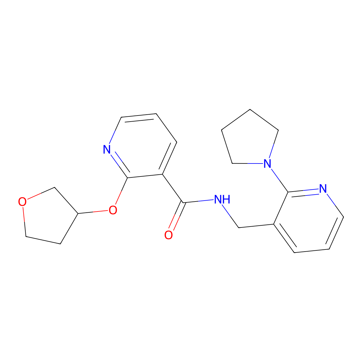 N-((2-(pyrrolidin-1-yl)pyridin-3-yl)methyl)-2-((tetrahydrofuran-3-yl)oxy)nicotinamide molecular structure, CAS 2034272-32-5