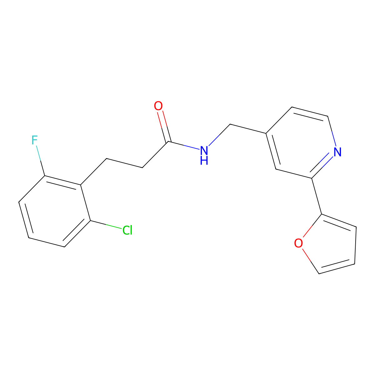 3-(2-chloro-6-fluorophenyl)-N-((2-(furan-2-yl)pyridin-4-yl)methyl)propanamide molecular structure, CAS 2034272-36-9