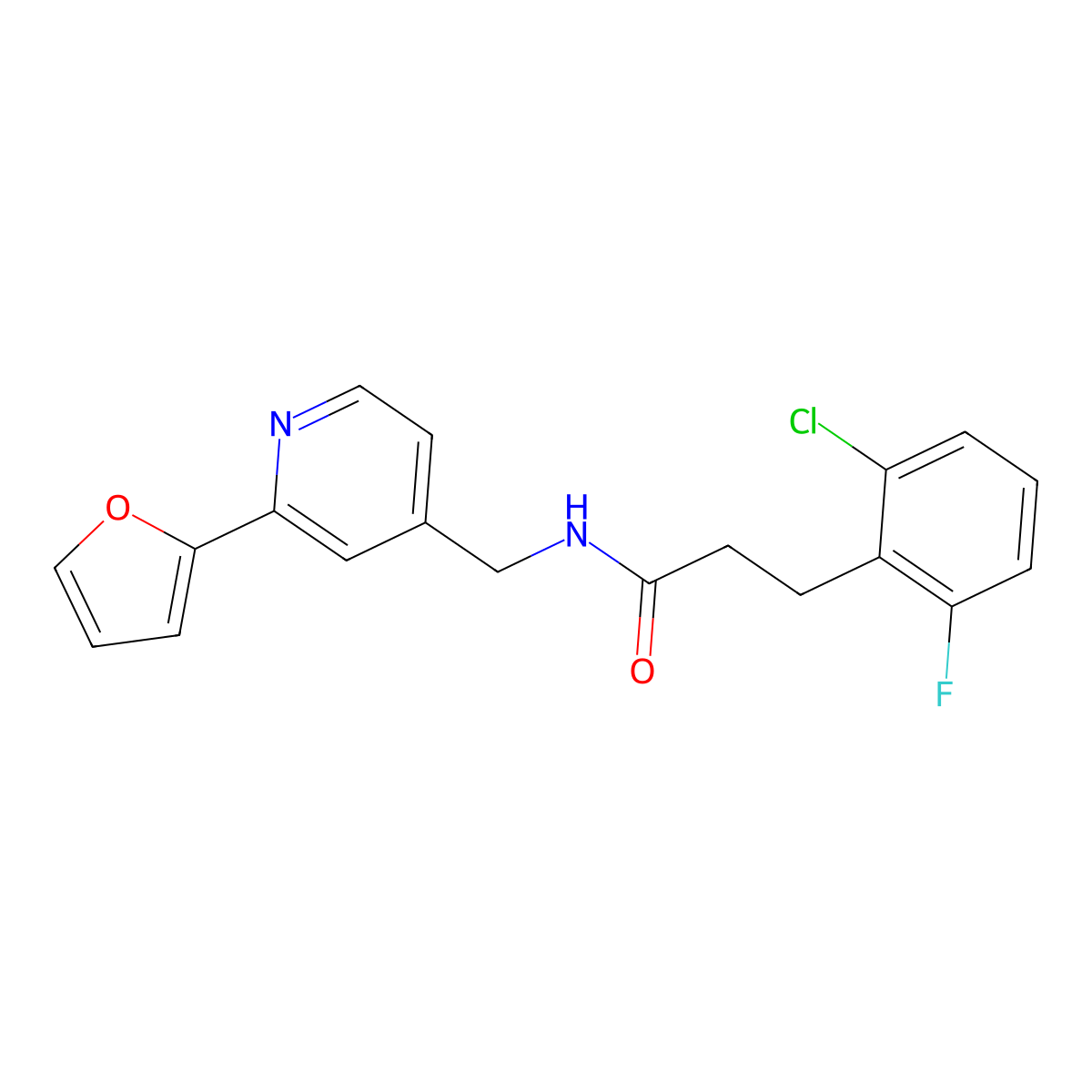 3-(2-chloro-6-fluorophenyl)-N-((2-(furan-2-yl)pyridin-4-yl)methyl)propanamide molecular structure, CAS 2034272-36-9