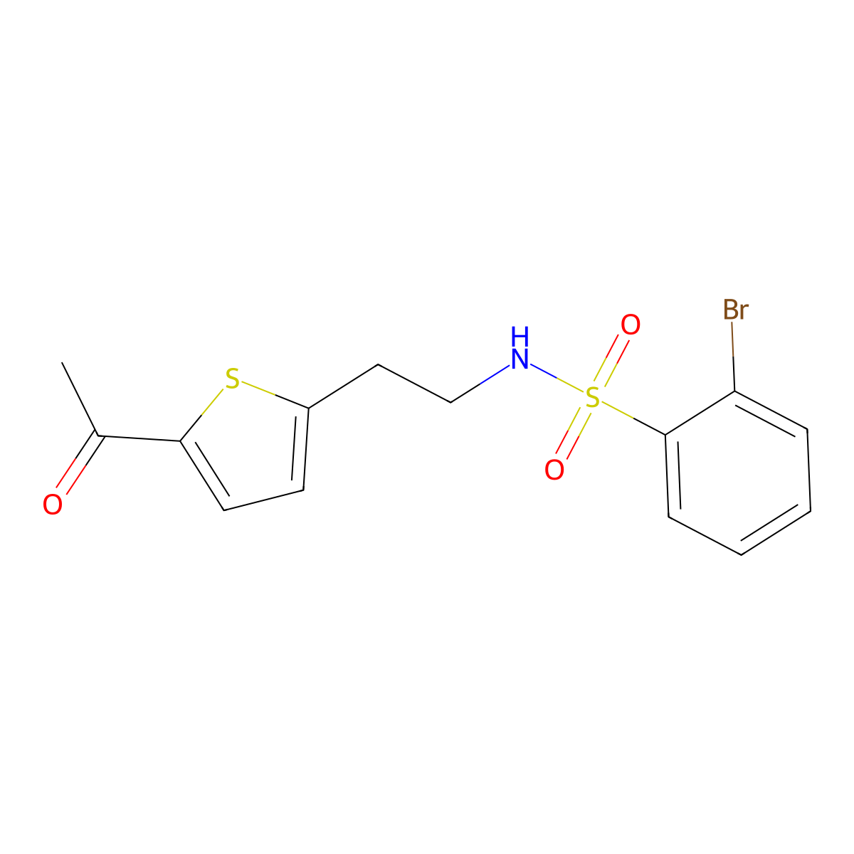 N-(2-(5-acetylthiophen-2-yl)ethyl)-2-bromobenzenesulfonamide molecular structure, CAS 2034272-44-9