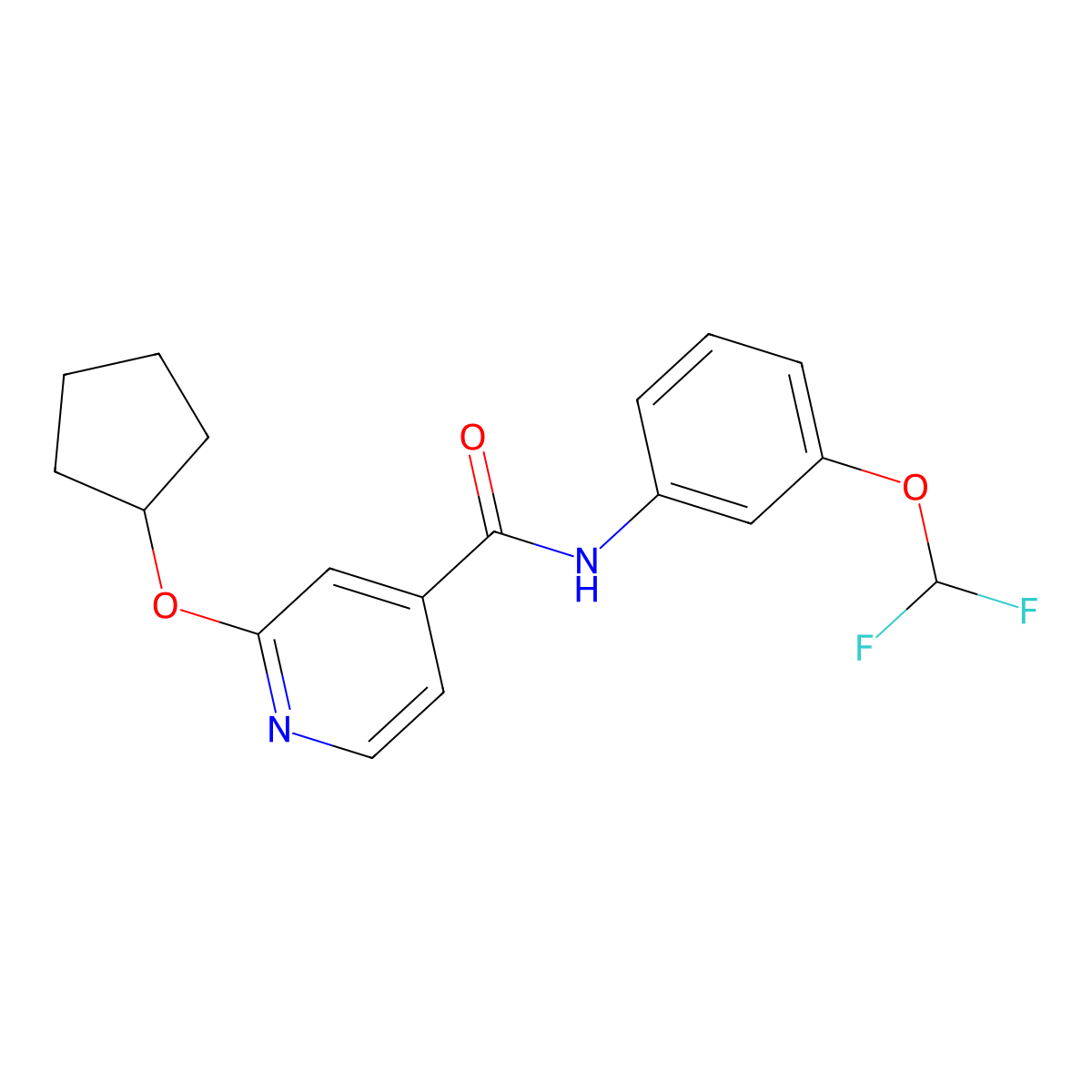 2-(cyclopentyloxy)-N-(3-(difluoromethoxy)phenyl)isonicotinamide molecular structure, CAS 2034272-45-0