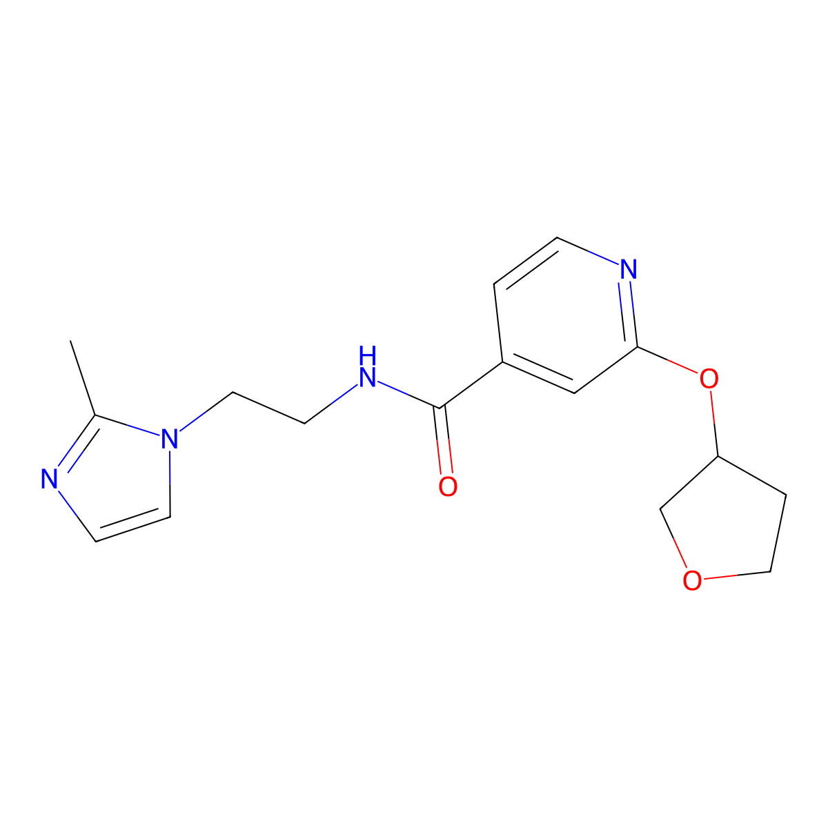 N-(2-(2-methyl-1H-imidazol-1-yl)ethyl)-2-((tetrahydrofuran-3-yl)oxy)isonicotinamide molecular structure, CAS 2034272-50-7