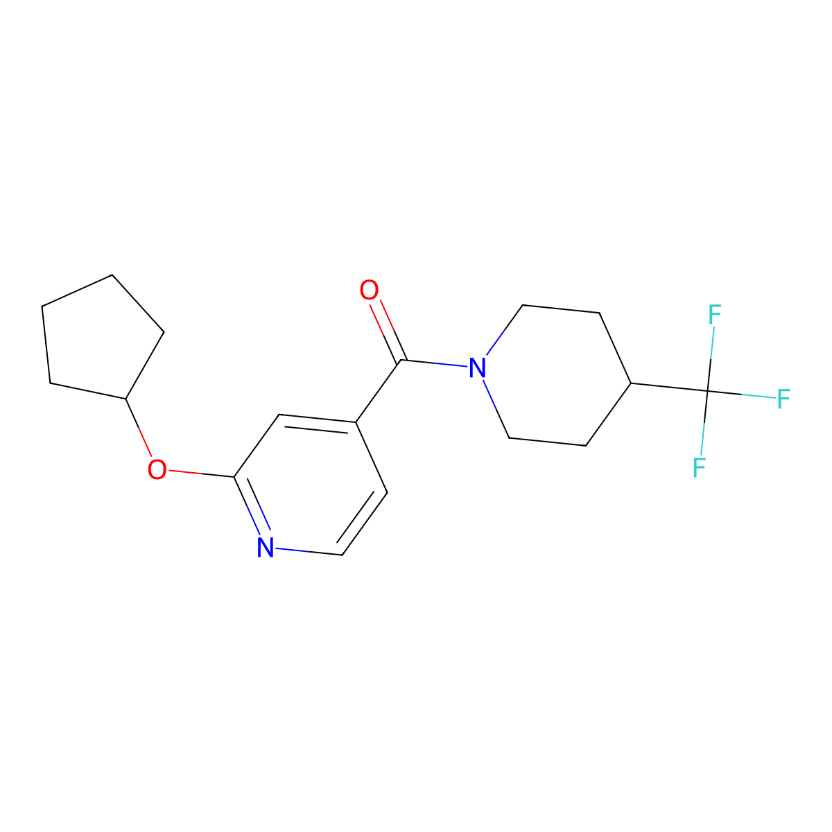 2-(Cyclopentyloxy)-4-[4-(trifluoromethyl)piperidine-1-carbonyl]pyridine molecular structure, CAS 2034272-51-8
