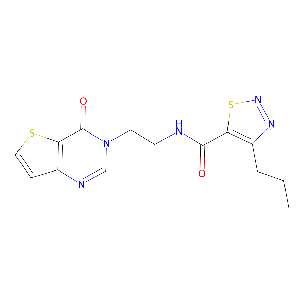 N-(2-(4-oxothieno[3,2-d]pyrimidin-3(4H)-yl)ethyl)-4-propyl-1,2,3-thiadiazole-5-carboxamide molecular structure, CAS 2034272-52-9