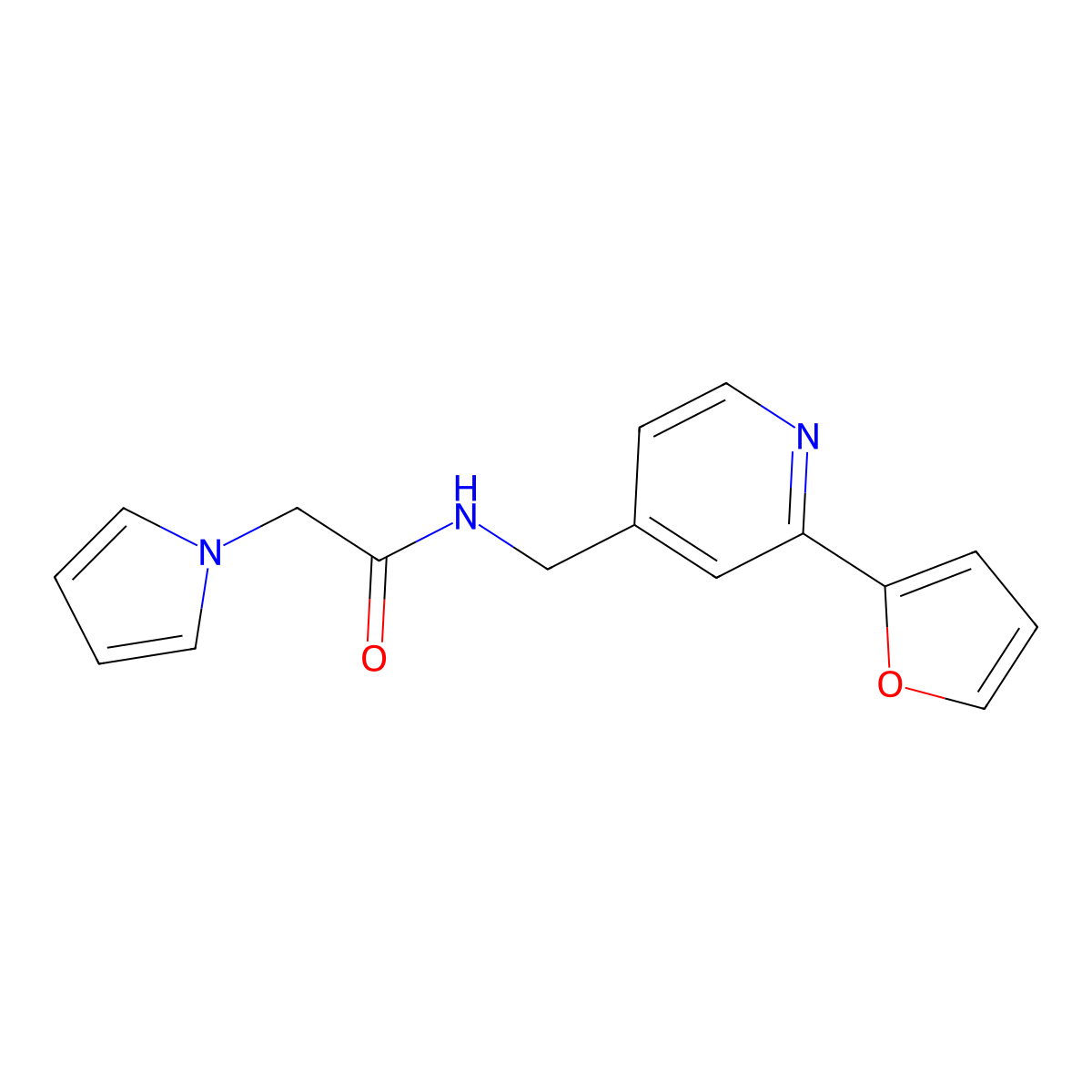 N-{[2-(furan-2-yl)pyridin-4-yl]methyl}-2-(1H-pyrrol-1-yl)acetamide molecular structure, CAS 2034272-53-0