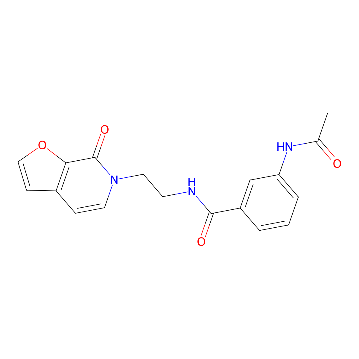 3-acetamido-N-(2-(7-oxofuro[2,3-c]pyridin-6(7H)-yl)ethyl)benzamide molecular structure, CAS 2034272-55-2