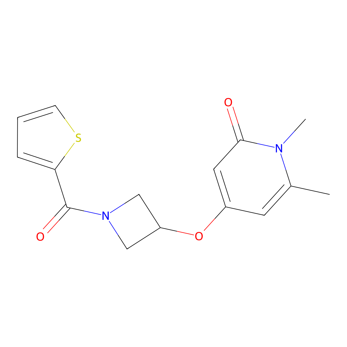 1,6-dimethyl-4-((1-(thiophene-2-carbonyl)azetidin-3-yl)oxy)pyridin-2(1H)-one molecular structure, CAS 2034272-59-6