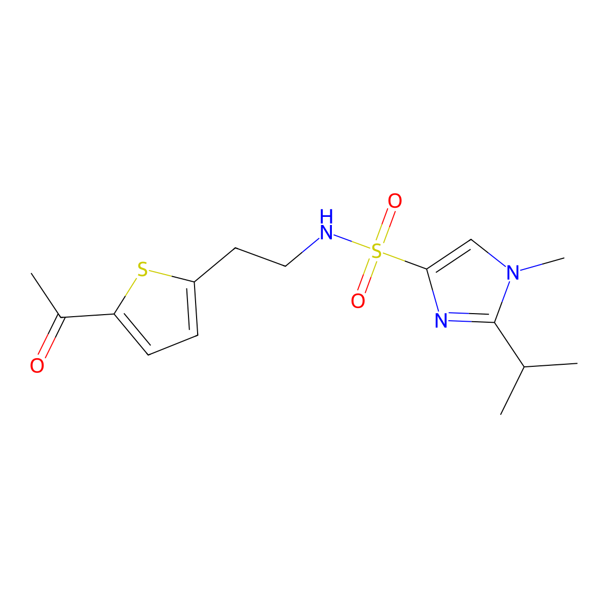 N-(2-(5-acetylthiophen-2-yl)ethyl)-2-isopropyl-1-methyl-1H-imidazole-4-sulfonamide molecular structure, CAS 2034272-60-9