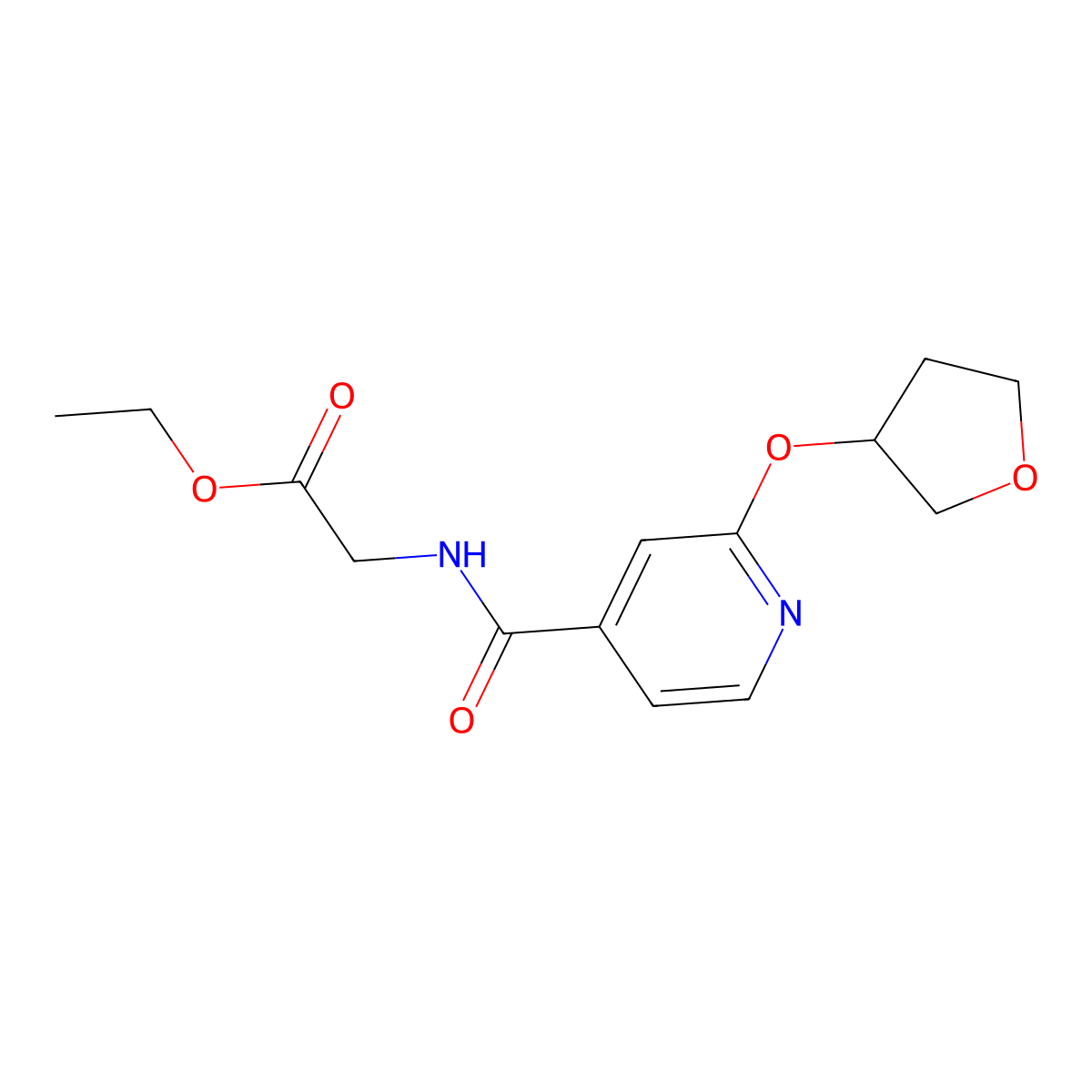 Ethyl 2-(2-((tetrahydrofuran-3-yl)oxy)isonicotinamido)acetate molecular structure, CAS 2034272-61-0