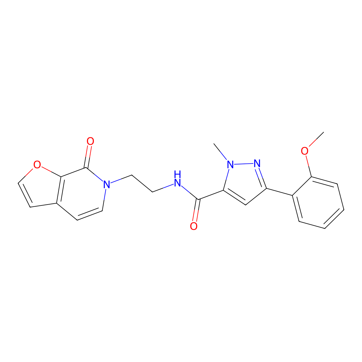 3-(2-methoxyphenyl)-1-methyl-N-(2-(7-oxofuro[2,3-c]pyridin-6(7H)-yl)ethyl)-1H-pyrazole-5-carboxamide molecular structure, CAS 2034272-62-1