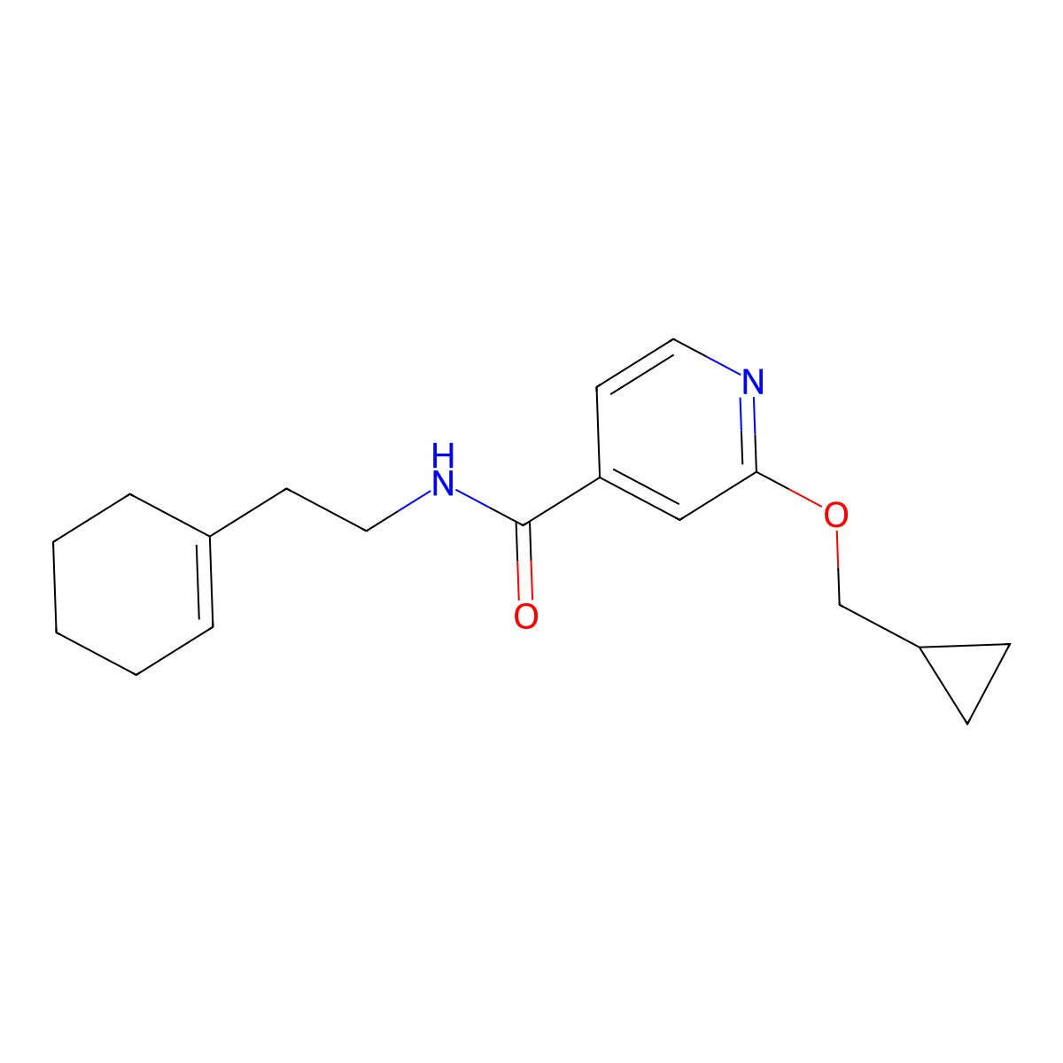 N-(2-(cyclohex-1-en-1-yl)ethyl)-2-(cyclopropylmethoxy)isonicotinamide molecular structure, CAS 2034272-63-2