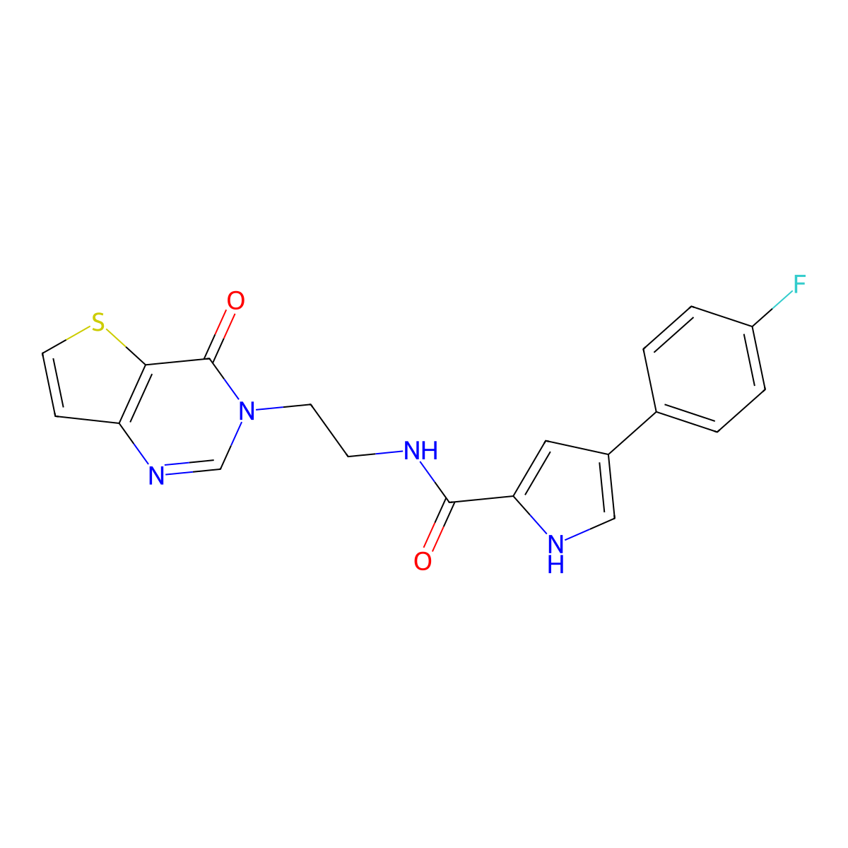 4-(4-fluorophenyl)-N-(2-(4-oxothieno[3,2-d]pyrimidin-3(4H)-yl)ethyl)-1H-pyrrole-2-carboxamide molecular structure, CAS 2034272-64-3