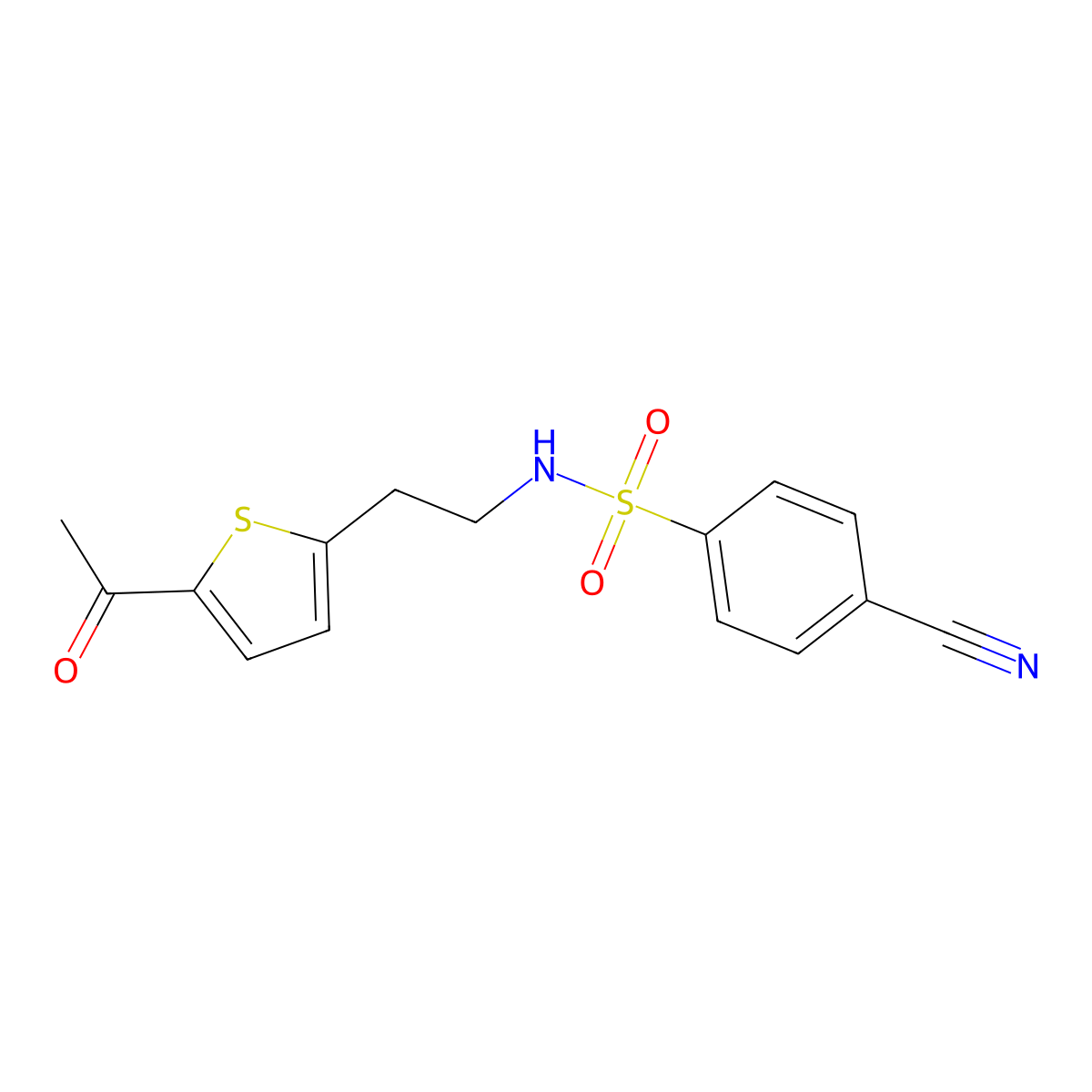 N-(2-(5-acetylthiophen-2-yl)ethyl)-4-cyanobenzenesulfonamide molecular structure, CAS 2034272-65-4