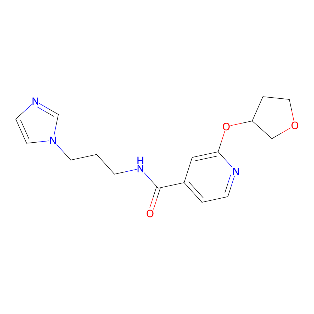 N-(3-(1H-imidazol-1-yl)propyl)-2-((tetrahydrofuran-3-yl)oxy)isonicotinamide molecular structure, CAS 2034272-66-5