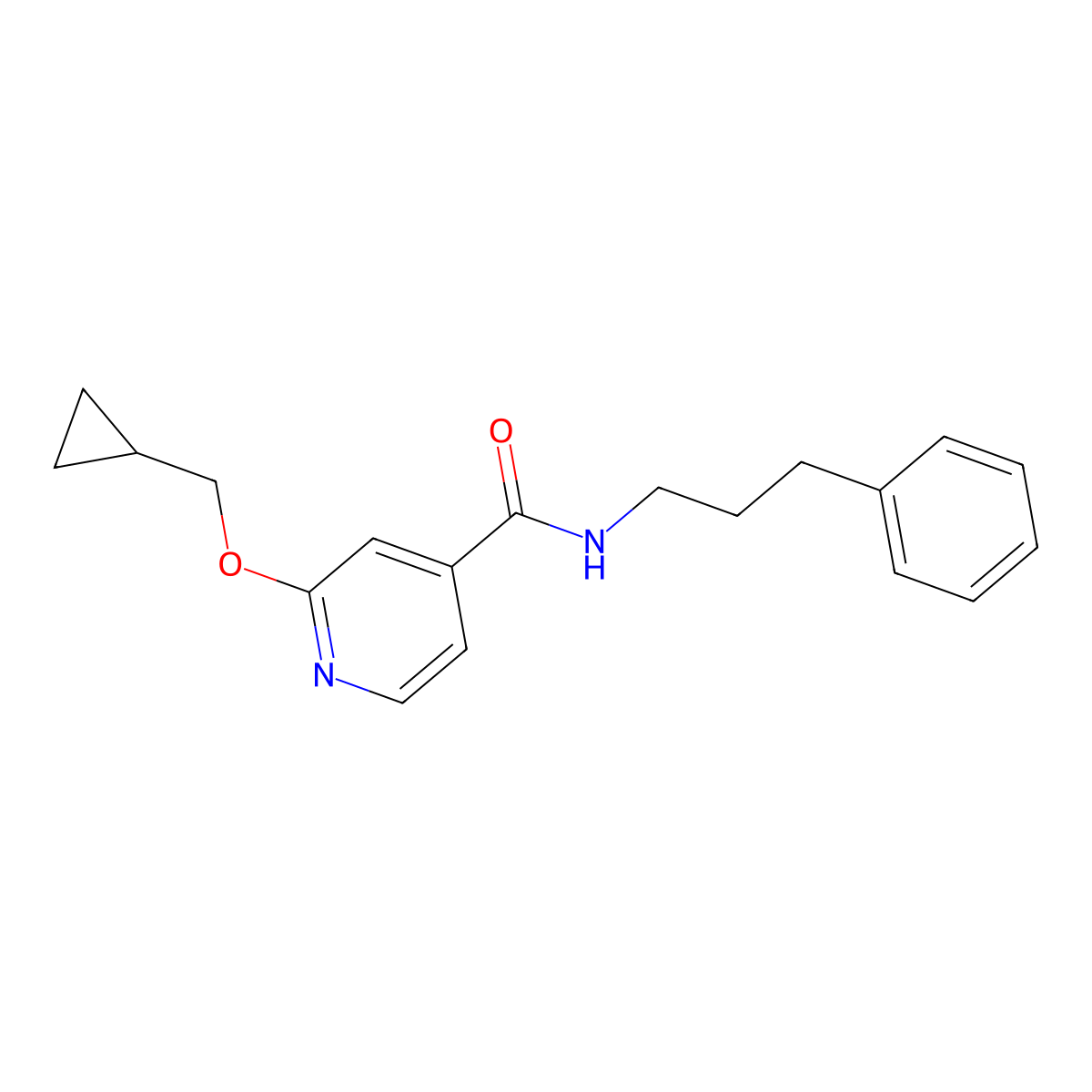 2-(cyclopropylmethoxy)-N-(3-phenylpropyl)isonicotinamide molecular structure, CAS 2034272-67-6