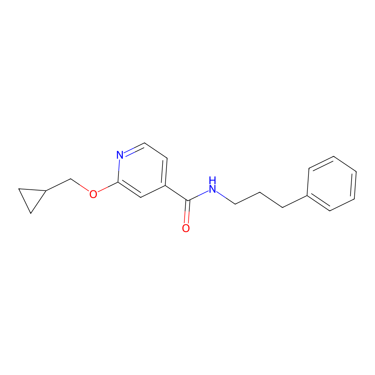 2-(cyclopropylmethoxy)-N-(3-phenylpropyl)isonicotinamide molecular structure, CAS 2034272-67-6