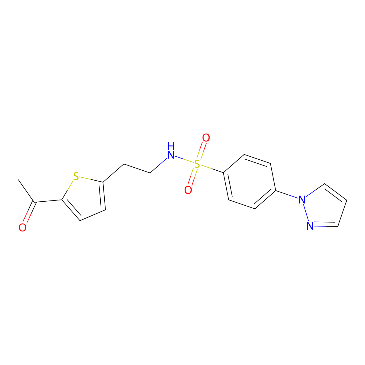 N-(2-(5-acetylthiophen-2-yl)ethyl)-4-(1H-pyrazol-1-yl)benzenesulfonamide molecular structure, CAS 2034272-69-8
