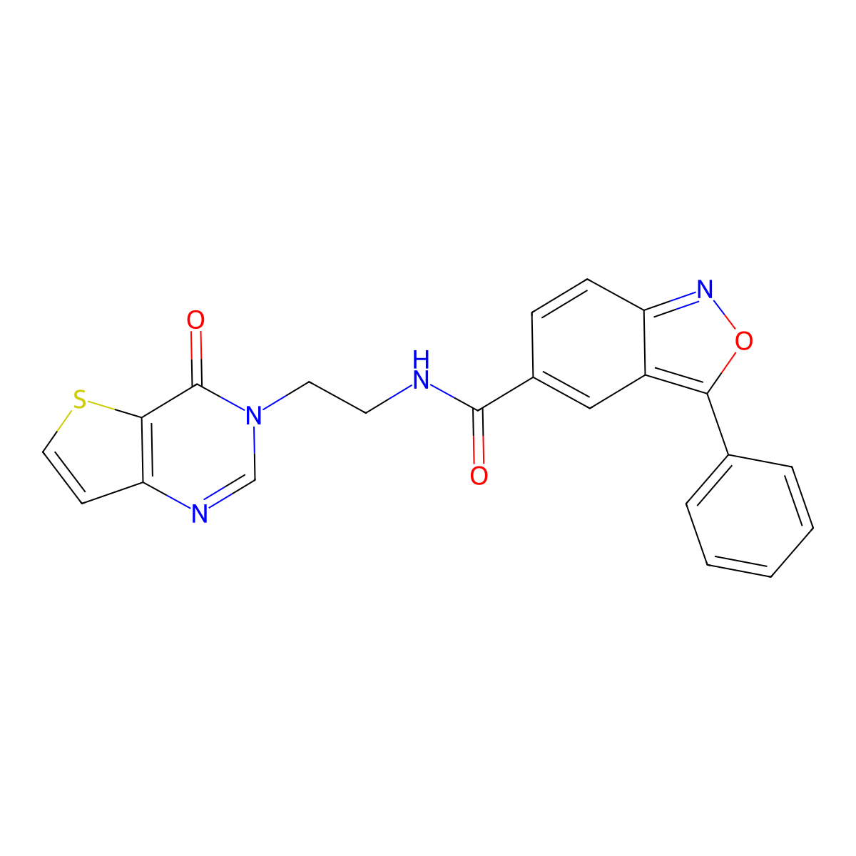 N-(2-(4-oxothieno[3,2-d]pyrimidin-3(4H)-yl)ethyl)-3-phenylbenzo[c]isoxazole-5-carboxamide molecular structure, CAS 2034272-72-3