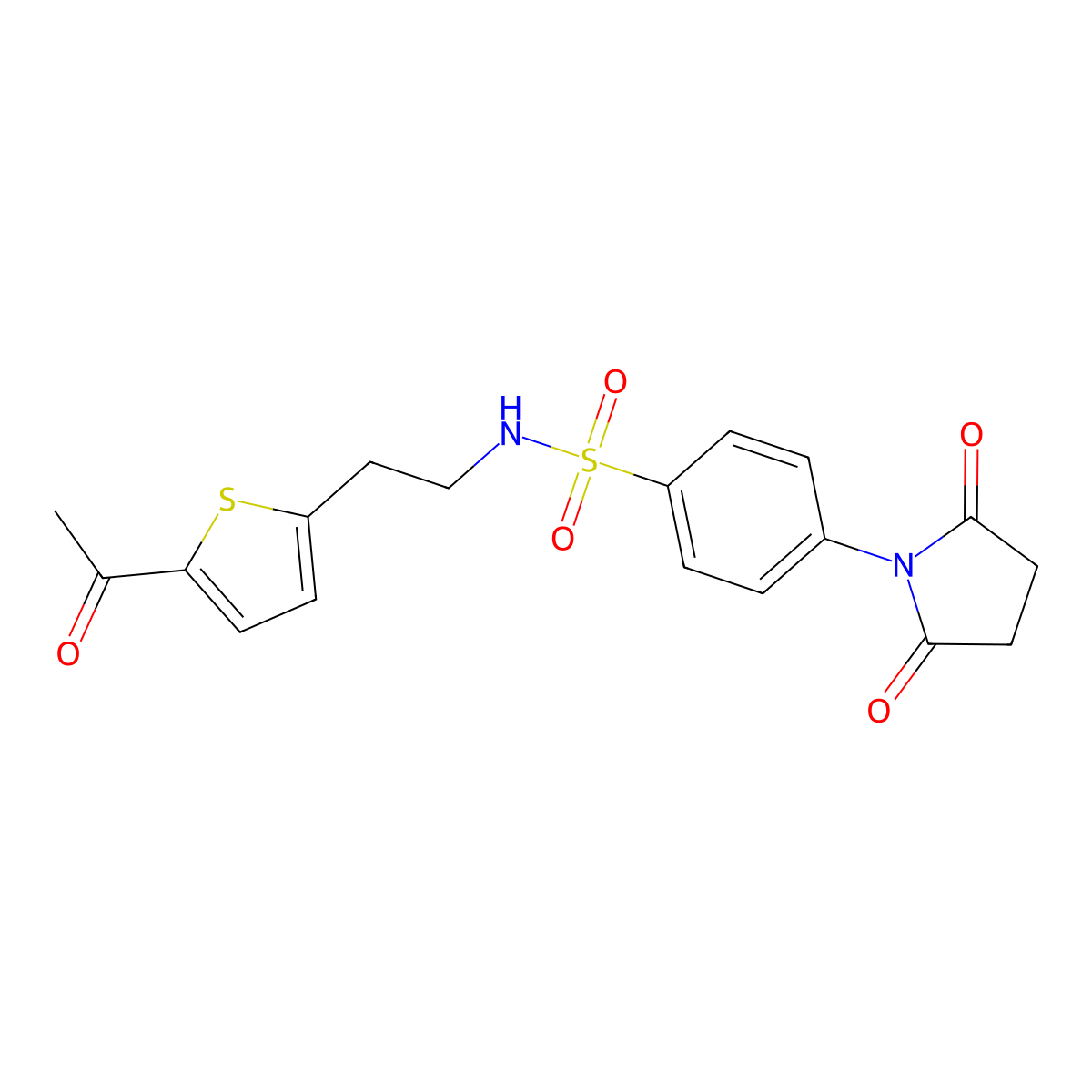 N-(2-(5-acetylthiophen-2-yl)ethyl)-4-(2,5-dioxopyrrolidin-1-yl)benzenesulfonamide molecular structure, CAS 2034272-74-5