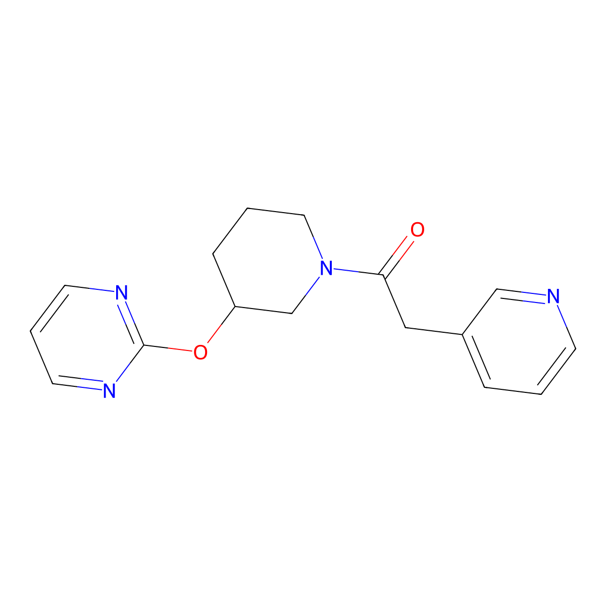 2-(Pyridin-3-yl)-1-(3-(pyrimidin-2-yloxy)piperidin-1-yl)ethanone molecular structure, CAS 2034272-75-6