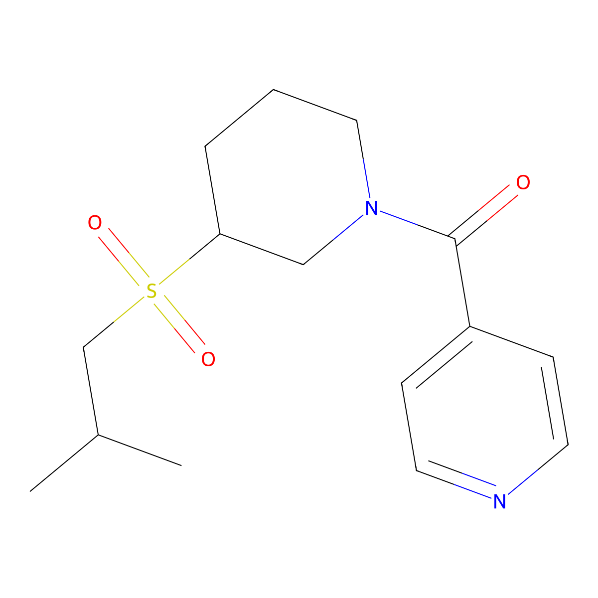 (3-(Isobutylsulfonyl)piperidin-1-yl)(pyridin-4-yl)methanone molecular structure, CAS 2034272-76-7