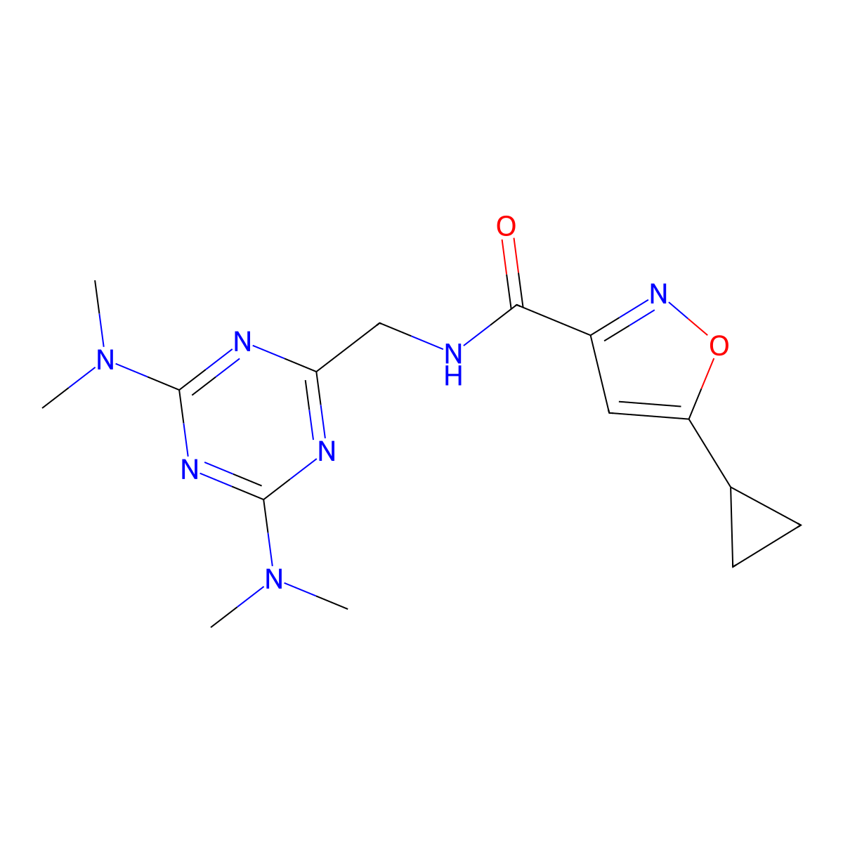 N-((4,6-bis(dimethylamino)-1,3,5-triazin-2-yl)methyl)-5-cyclopropylisoxazole-3-carboxamide molecular structure, CAS 2034272-77-8