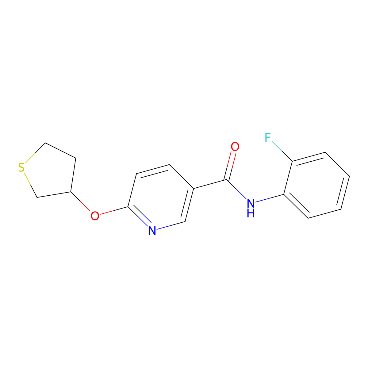 N-(2-fluorophenyl)-6-((tetrahydrothiophen-3-yl)oxy)nicotinamide molecular structure, CAS 2034272-78-9